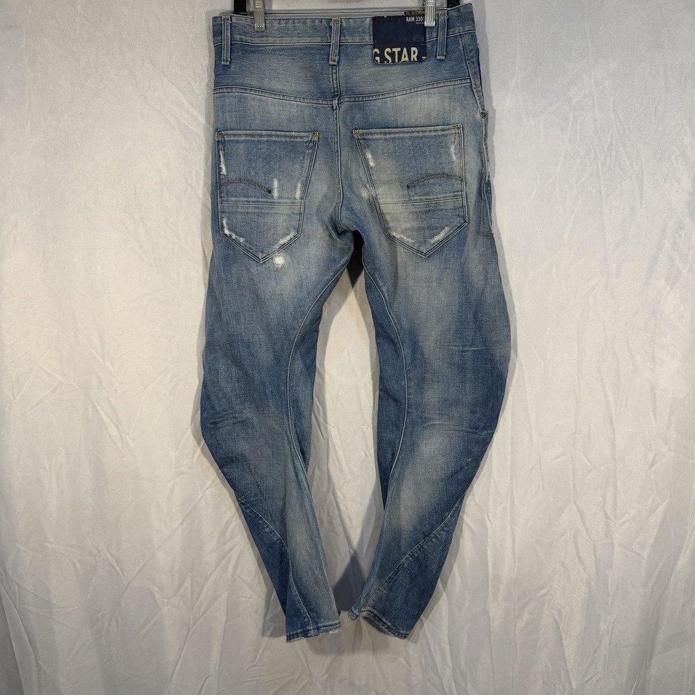 G-Star RAW 3301 Denim Arc Loose Tapered Men 32x32 Distressed Jeans Zip Fly